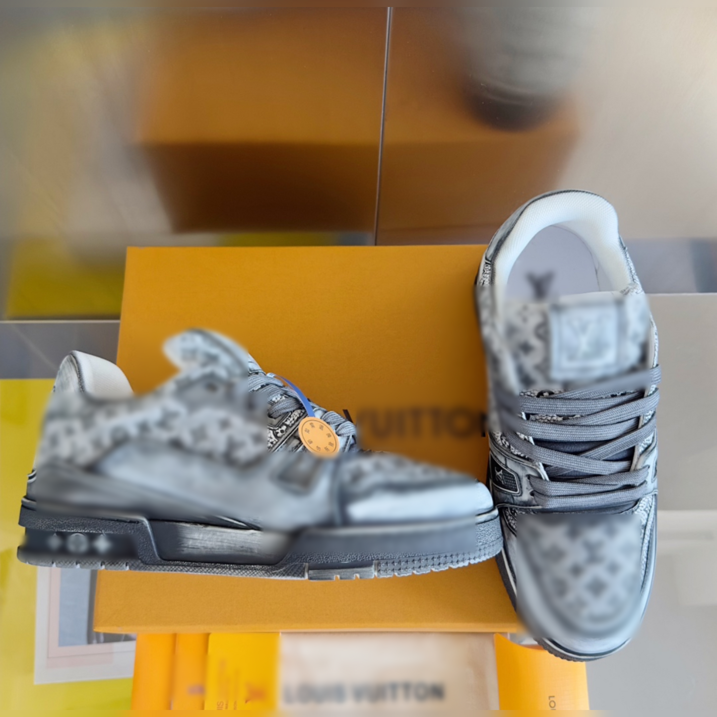 Gray & White Lowees Trainers